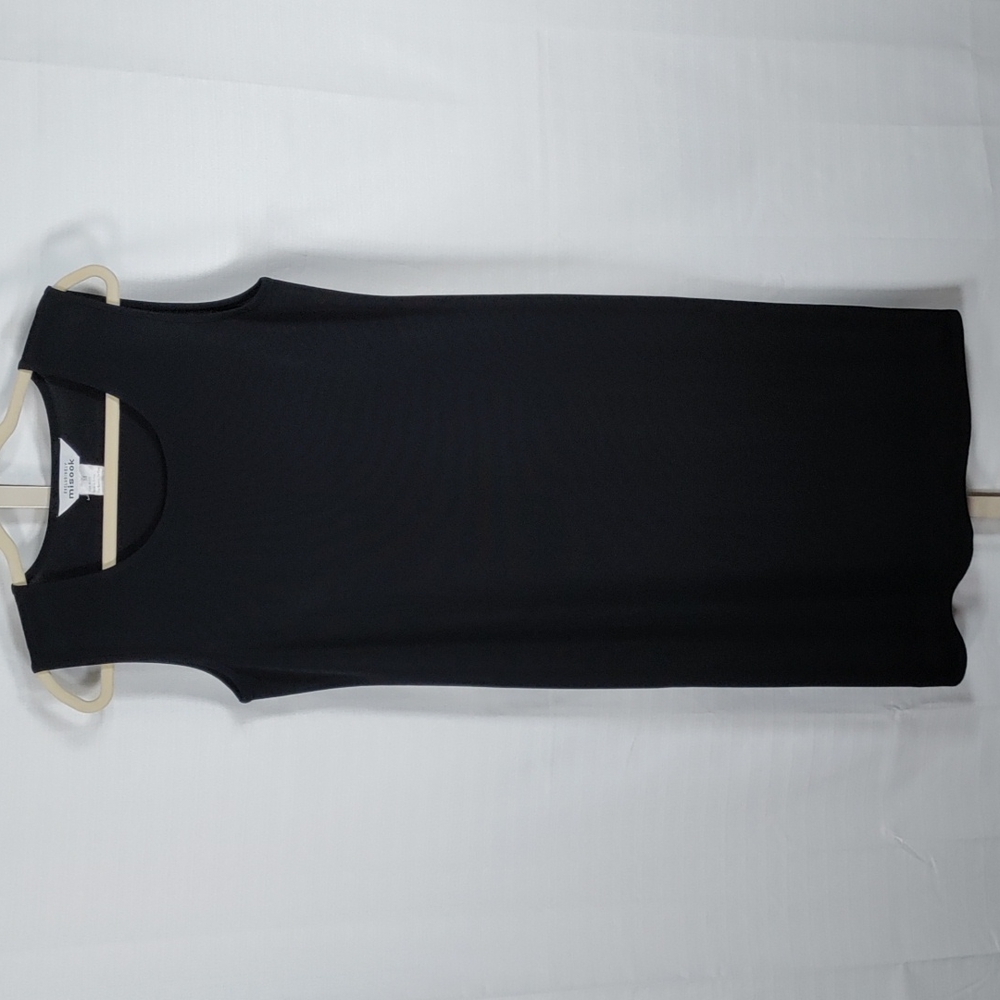 H196 Misook black sleeveless acrylic knit sleeveless dress M